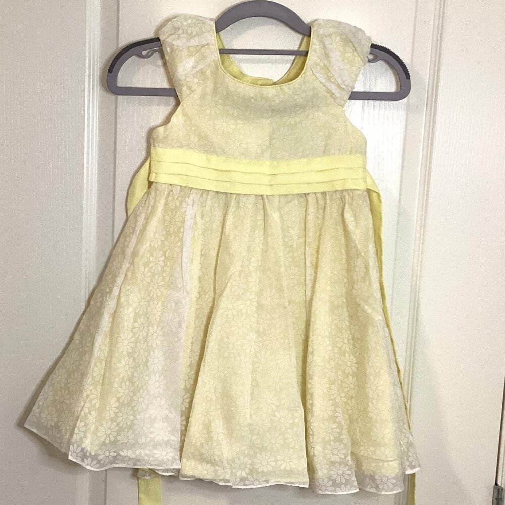 Jona Michelle Girl's Yellow White Dress Size 5 Sleeveless Floral Print Party
